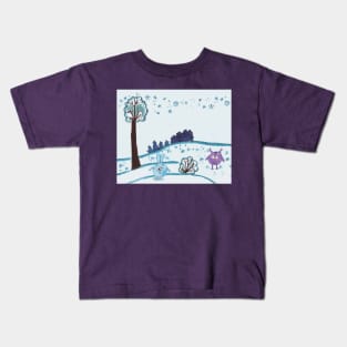 Funny Creatures in Winter Forest Kids T-Shirt